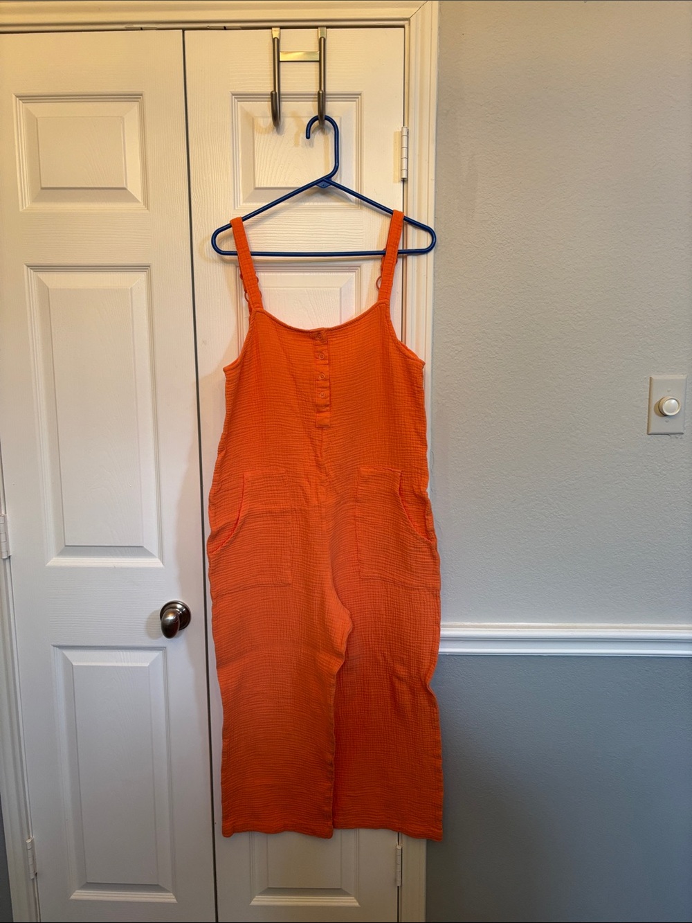 Serra Orange Sleeveless Wide-Leg Romper